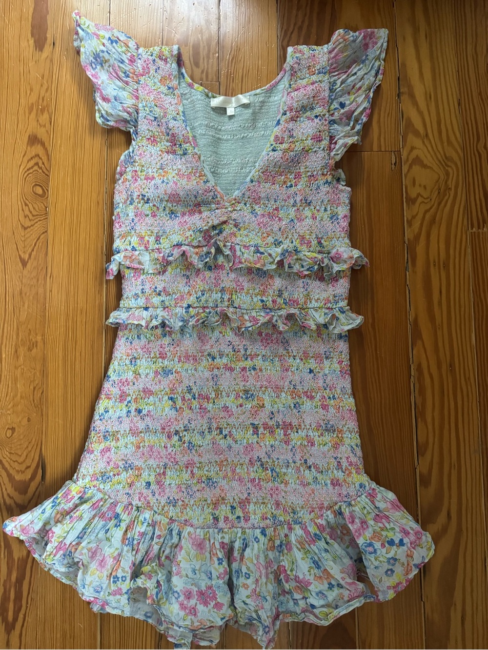 LoveShackFancy Floral Ruffle Mini Dress - Picture 2 of 7